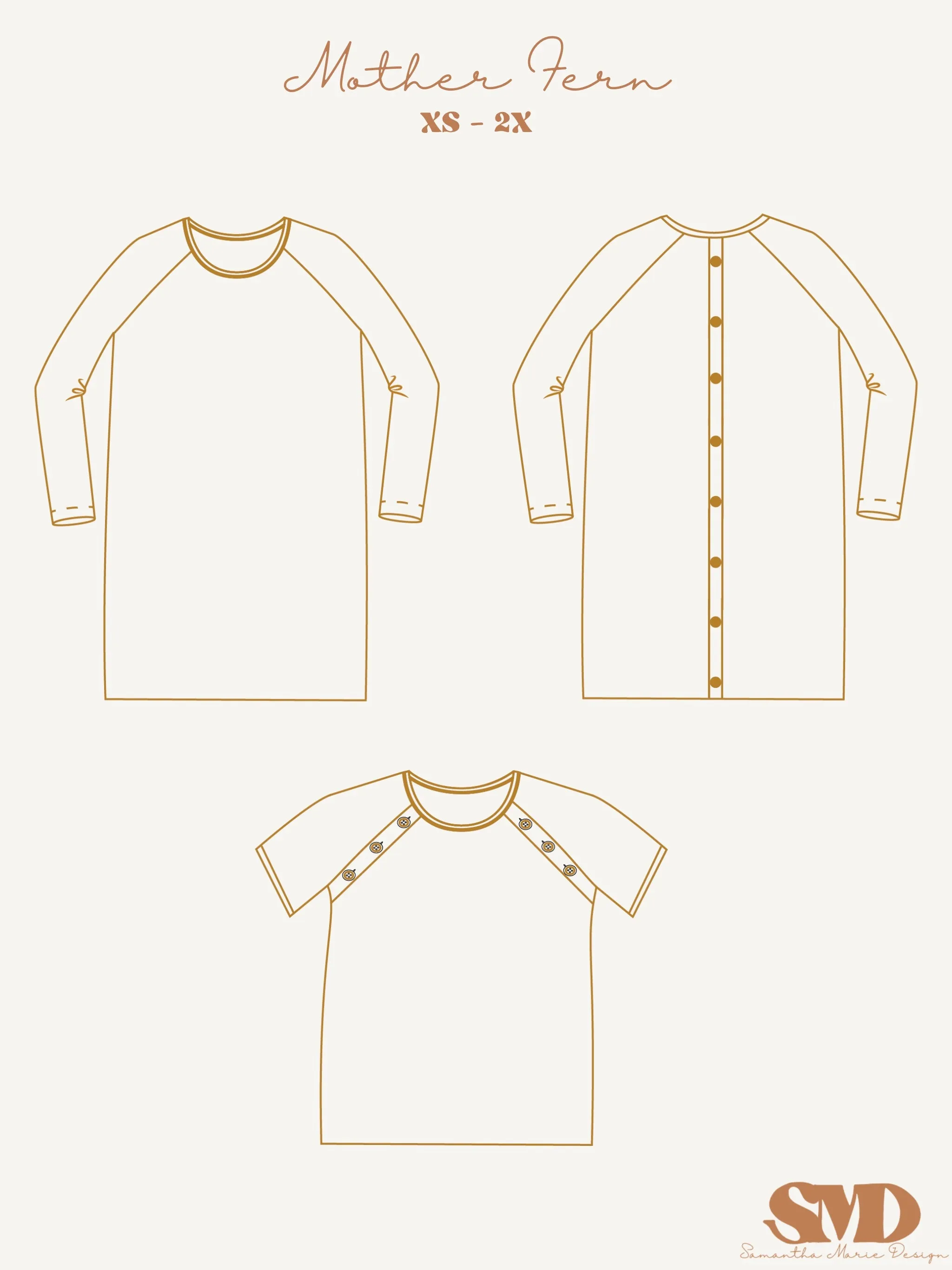 Adult Mother Fern Lounge and Hospital Gown Digital Sewing Pattern Sizes 0-32