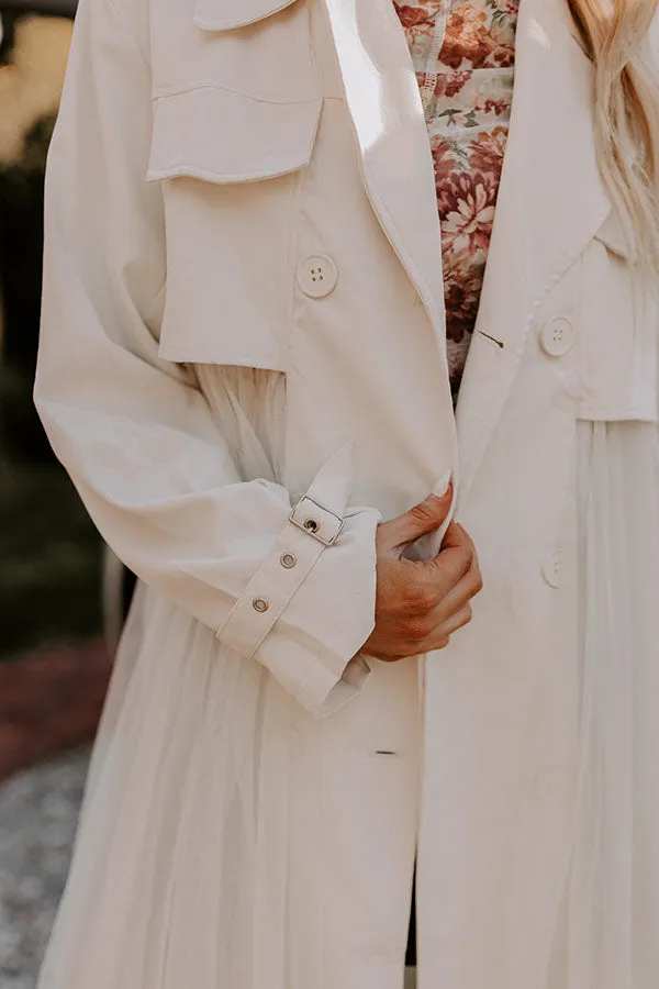 Catwalk Crush Mesh Trench Coat in Cream