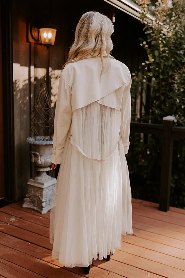 Catwalk Crush Mesh Trench Coat in Cream