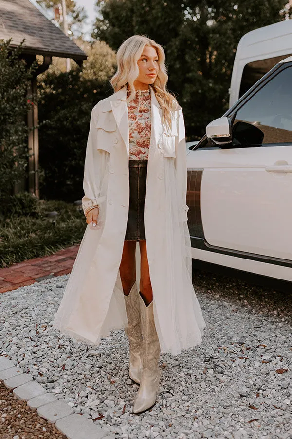 Catwalk Crush Mesh Trench Coat in Cream