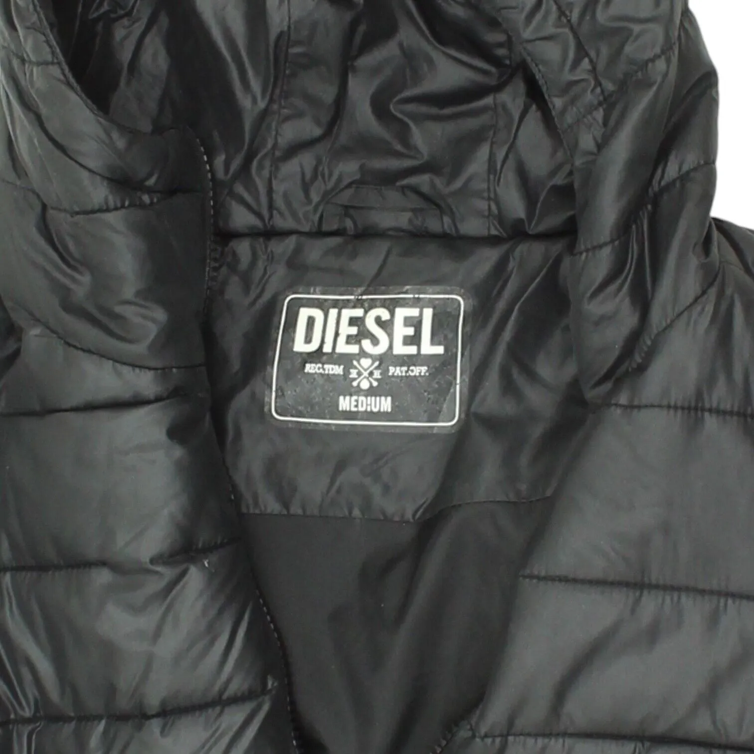 Diesel Womens Black Full Zip Hooded Puffer Jacket | Designer Padded Coat VTG
