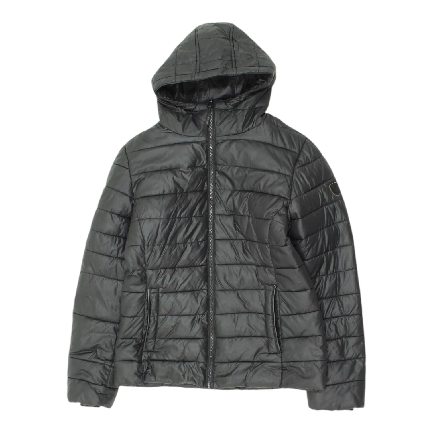 Diesel Womens Black Full Zip Hooded Puffer Jacket | Designer Padded Coat VTG