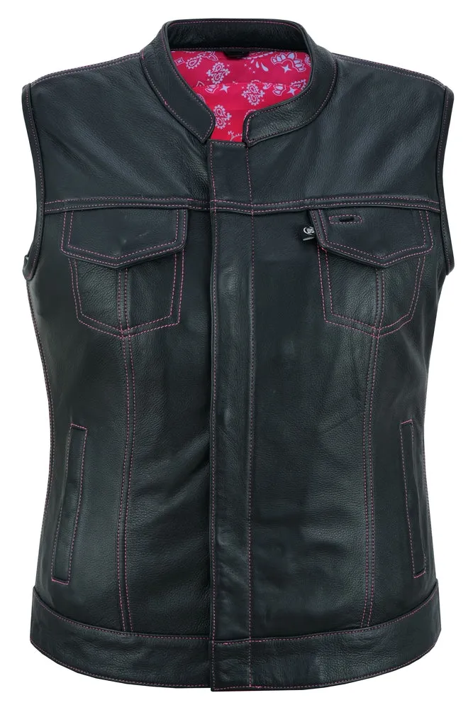 DS281 Violet Pink Women's Leather Vest