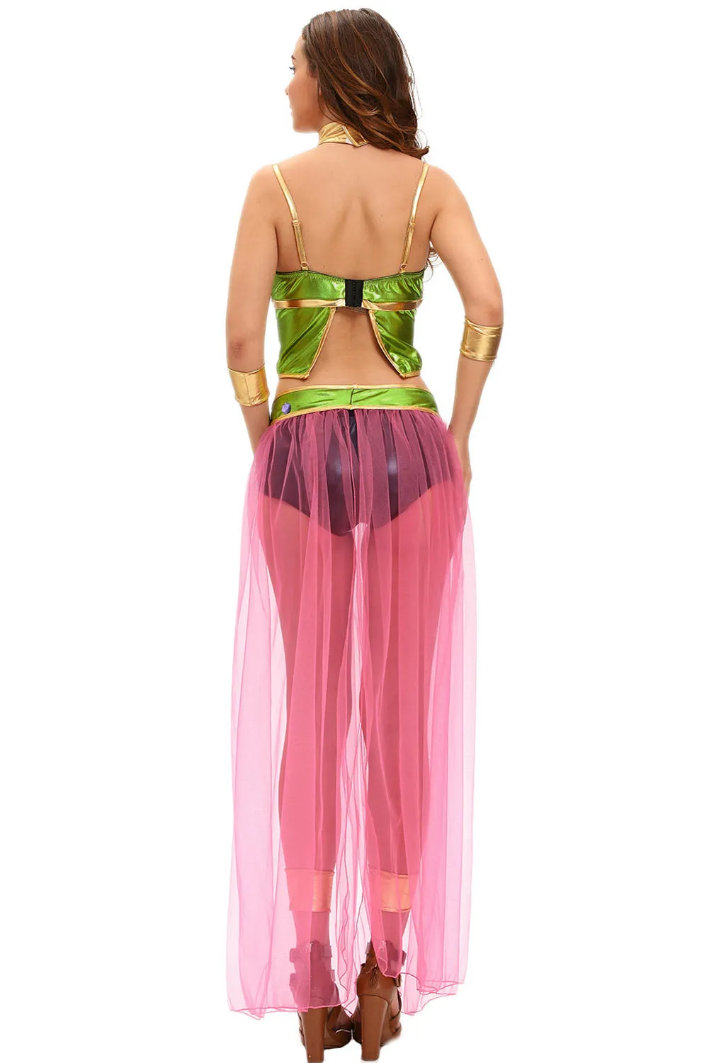 Green Pink 6pcs Slave Princess Costume