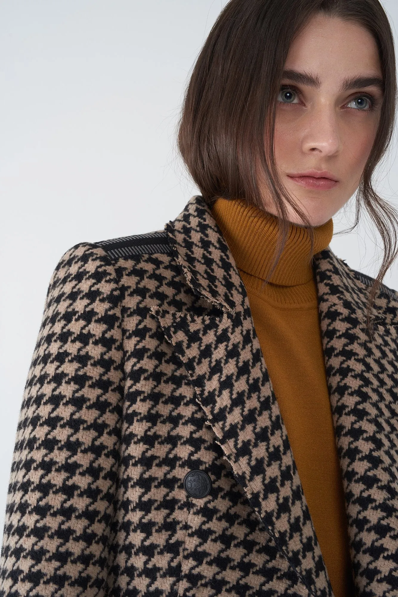 JULIE - HOUNDSTOOTH MILITARY-STYLE COAT