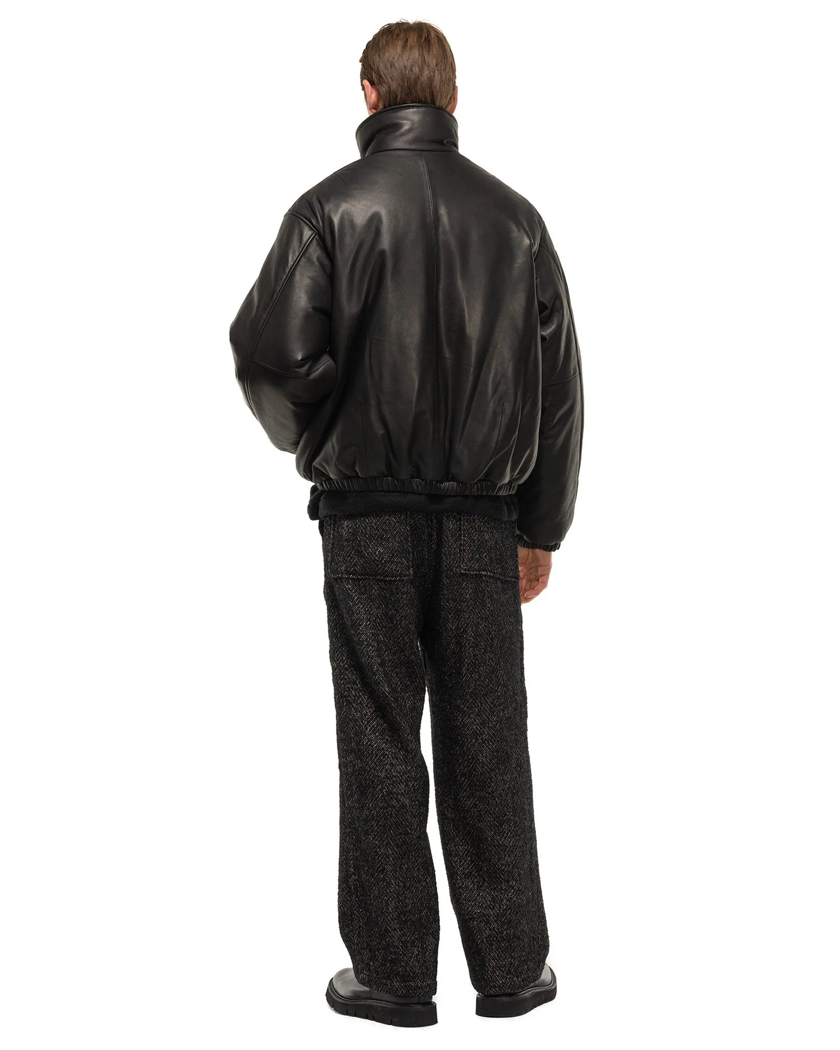 Leather Puffer Blouson Black