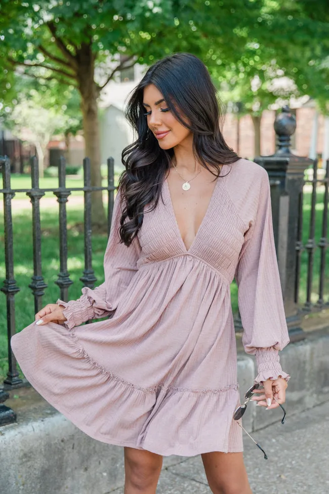 On This Day Dark Mauve Mixed Texture Knit Dress