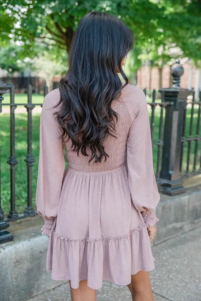 On This Day Dark Mauve Mixed Texture Knit Dress