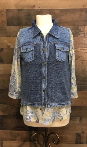 PBJ Blues Denim & Knit Sweater Vest MULTIPLE COLORS #BL071