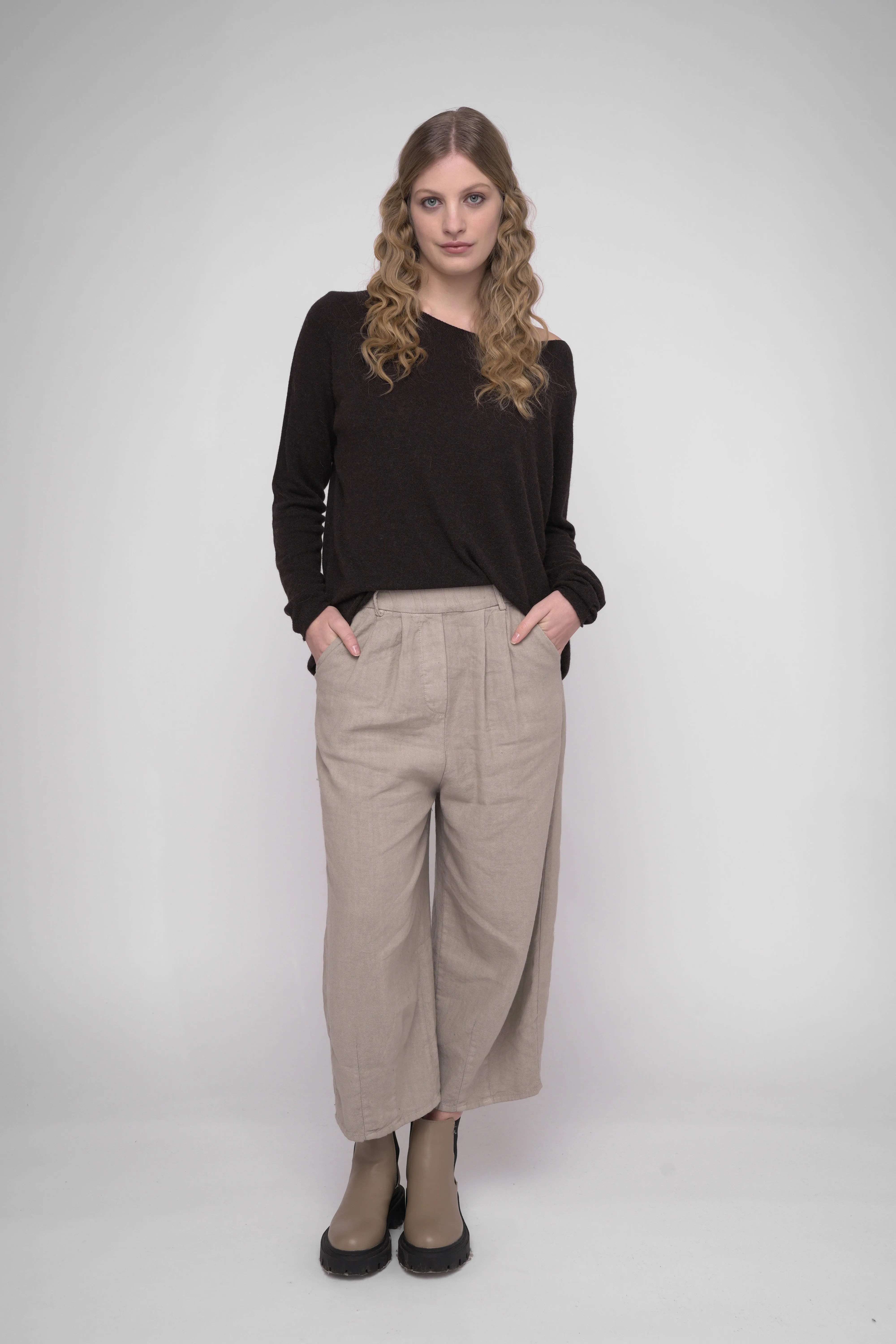 Round Neck Raw Edge Sweater