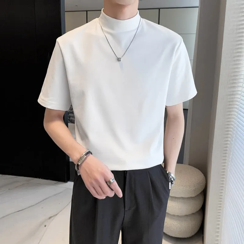 Solid Color Turtleneck Loose T-Shirt