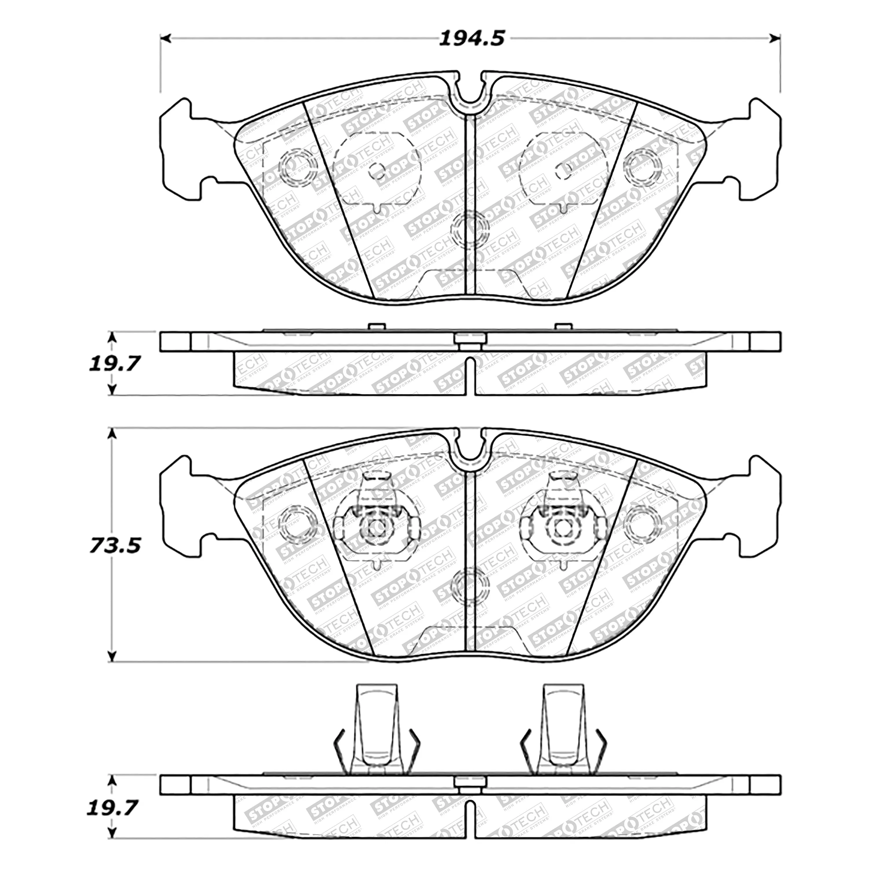 StopTech Street Select Brake Pads Audi	TT Quattro (04-06) [Front w/ Hardware] 305.06820