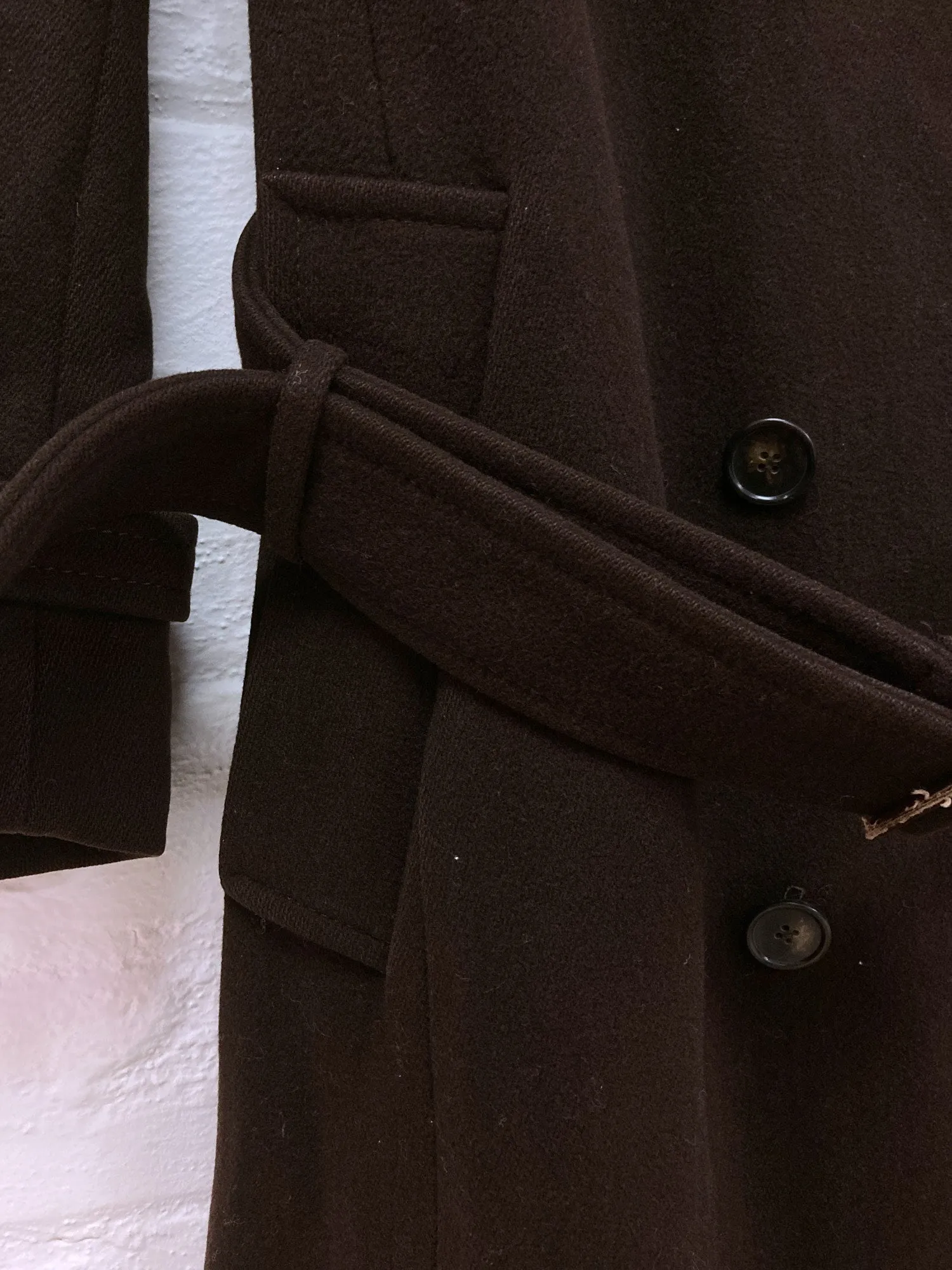 Veronique Branquinho brown wool melton houndstooth lapel trench coat - sz 36