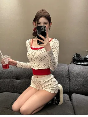 Vvsha 2024 New Korean Fashion Party 3 Piece Set Woman Knitted Cardigan   Casual Short Vest   Slim Shorts Outwear Sweet Suit Female
