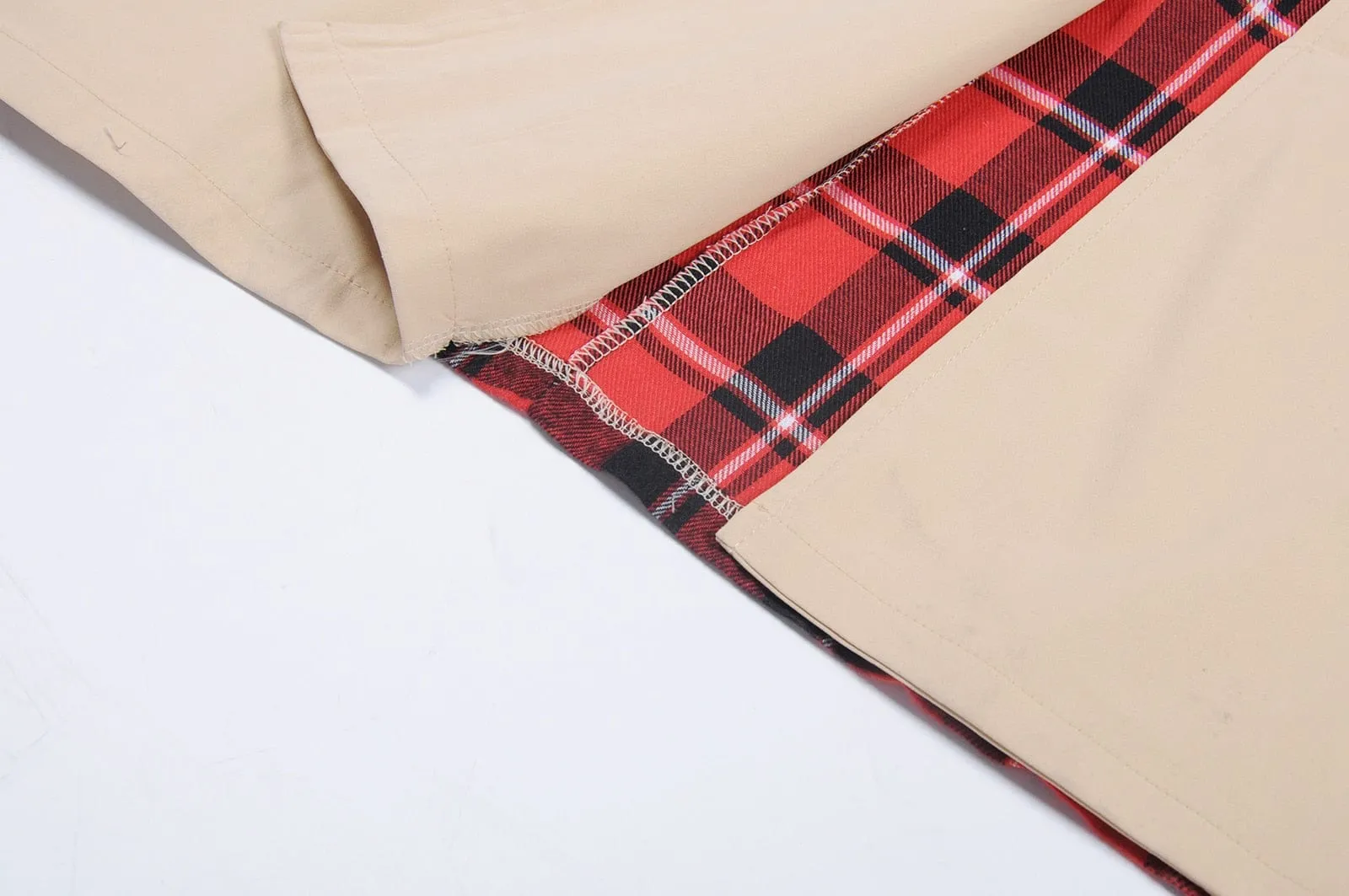Windbreaker Plaid Open Stitch Coat