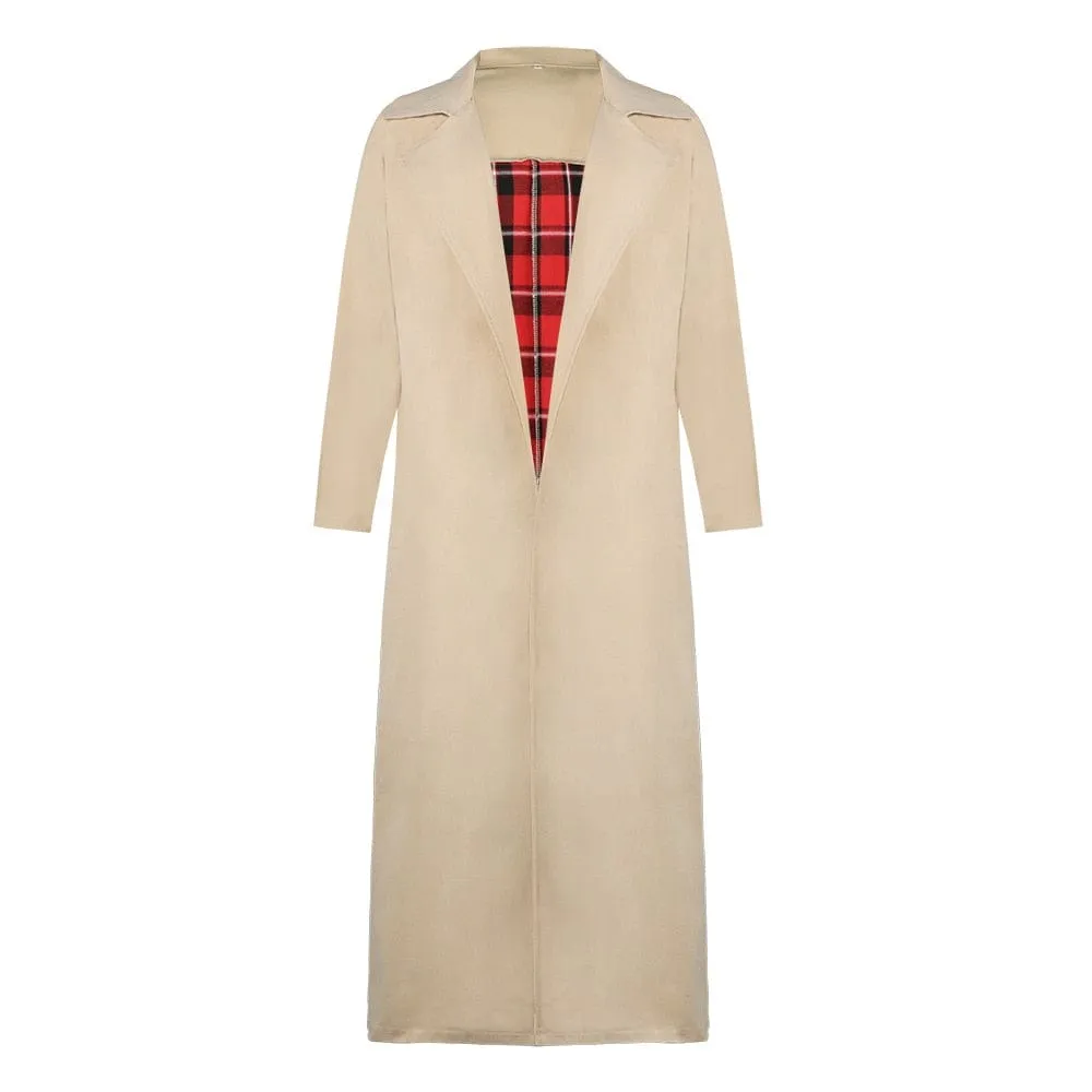 Windbreaker Plaid Open Stitch Coat